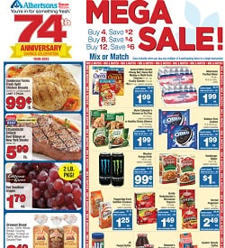 Albertsons Ad 07/31/13-08/06/13. Mega Sale - 74th anniversary savings celebration