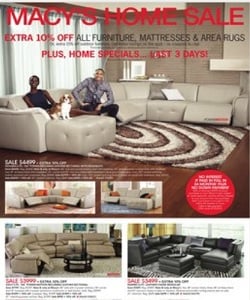 Macy&#39;s Home Sale Ad 08/04/13-08/12/13. Extra 10% Off all Furniture, Mattresses and Area Rugs