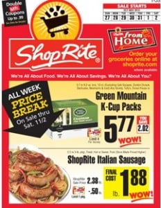 ShopRite Weekly Ad 10/27/13-11/02/13. ShopRite Italian Sausages